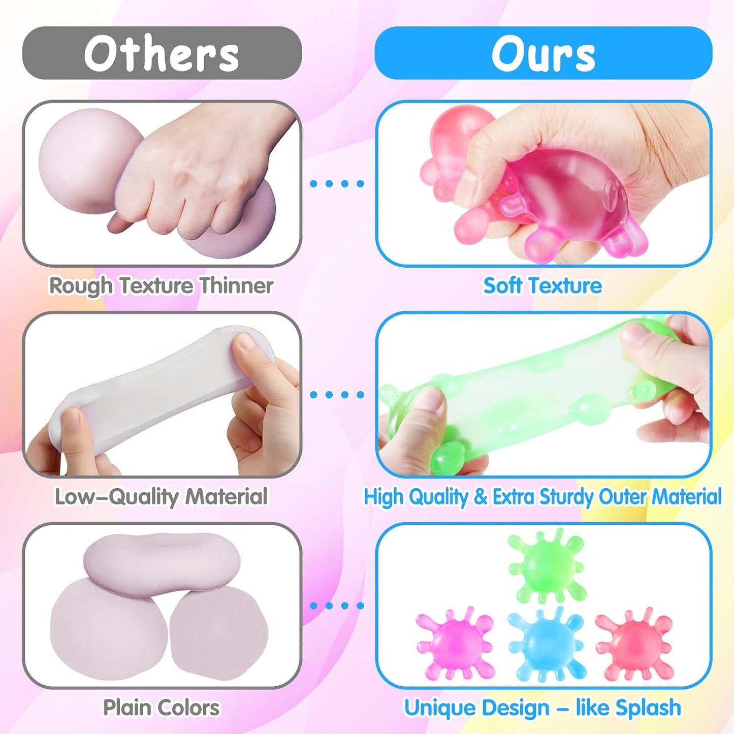 1 Pack Fidget Toys Squishy Stress Cube, Stress Balls for Kids Adults Squishies Stress Relief, Ice Squishy Cube Sugar Balls, Sensory Toys for Kids with Autism, Fidgets for Classroom Prize Toys (Pink)