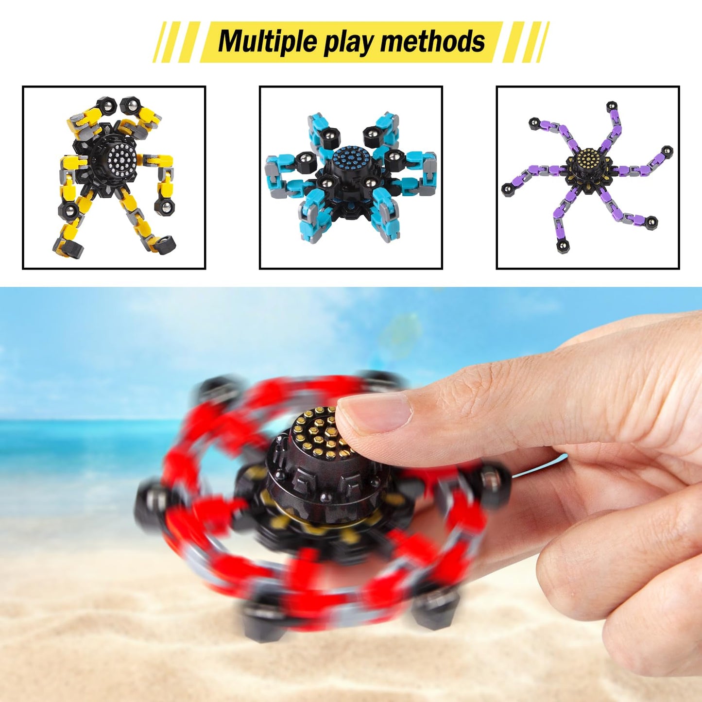 Gokeey Stocking Stuffers Gifts for Grandkids Transformable Fidget Spinners for Kids and Adults Stress Relief Sensory Fidget Toys for Boys Age 8-13 Teen Girls Kids Toys2 Pcs