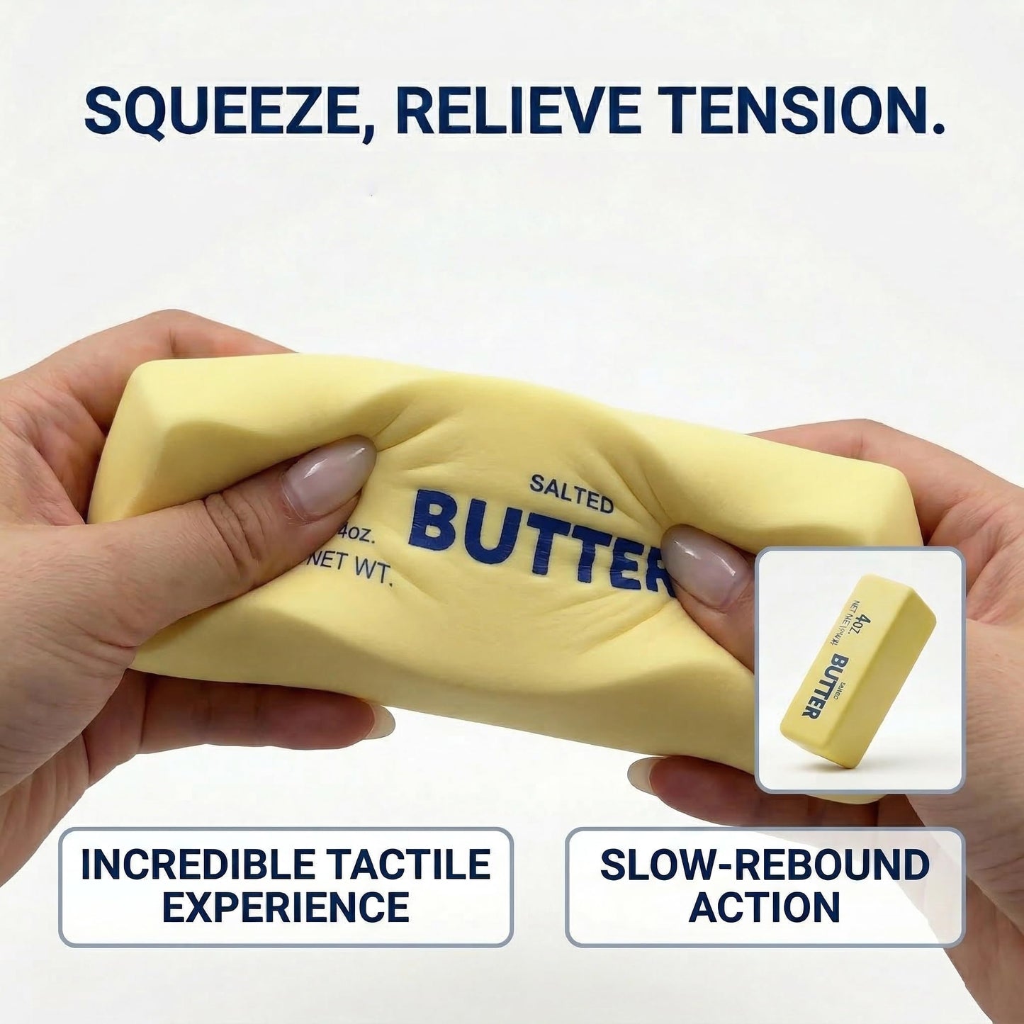 Slow Rising Butter Squishy, Realistic Butter Stick Stress Relief Ball for Adults and Teens, Cute Sensory Fidget Gadget, Soft Anxiety Relief with Wet Rebound, Squeeze & Squish Stress Reliever (Brown)