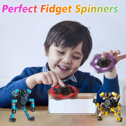 Gokeey Stocking Stuffers Gifts for Grandkids Transformable Fidget Spinners for Kids and Adults Stress Relief Sensory Fidget Toys for Boys Age 8-13 Teen Girls Kids Toys2 Pcs