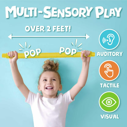 BUNMO Pop Tubes - Sensory Toys - Fidget Toys - Imaginative Play & Stimulating Creative Learning - Hours of Fun for Kids - Tons of Ways to Play - Non-Mouthable Toy 3+ - 4 Pack Large
