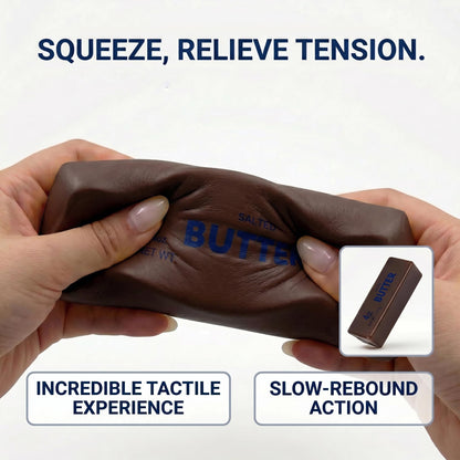 Slow Rising Butter Squishy, Realistic Butter Stick Stress Relief Ball for Adults and Teens, Cute Sensory Fidget Gadget, Soft Anxiety Relief with Wet Rebound, Squeeze & Squish Stress Reliever (Brown)