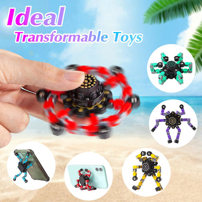 Gokeey Stocking Stuffers Gifts for Grandkids Transformable Fidget Spinners for Kids and Adults Stress Relief Sensory Fidget Toys for Boys Age 8-13 Teen Girls Kids Toys2 Pcs