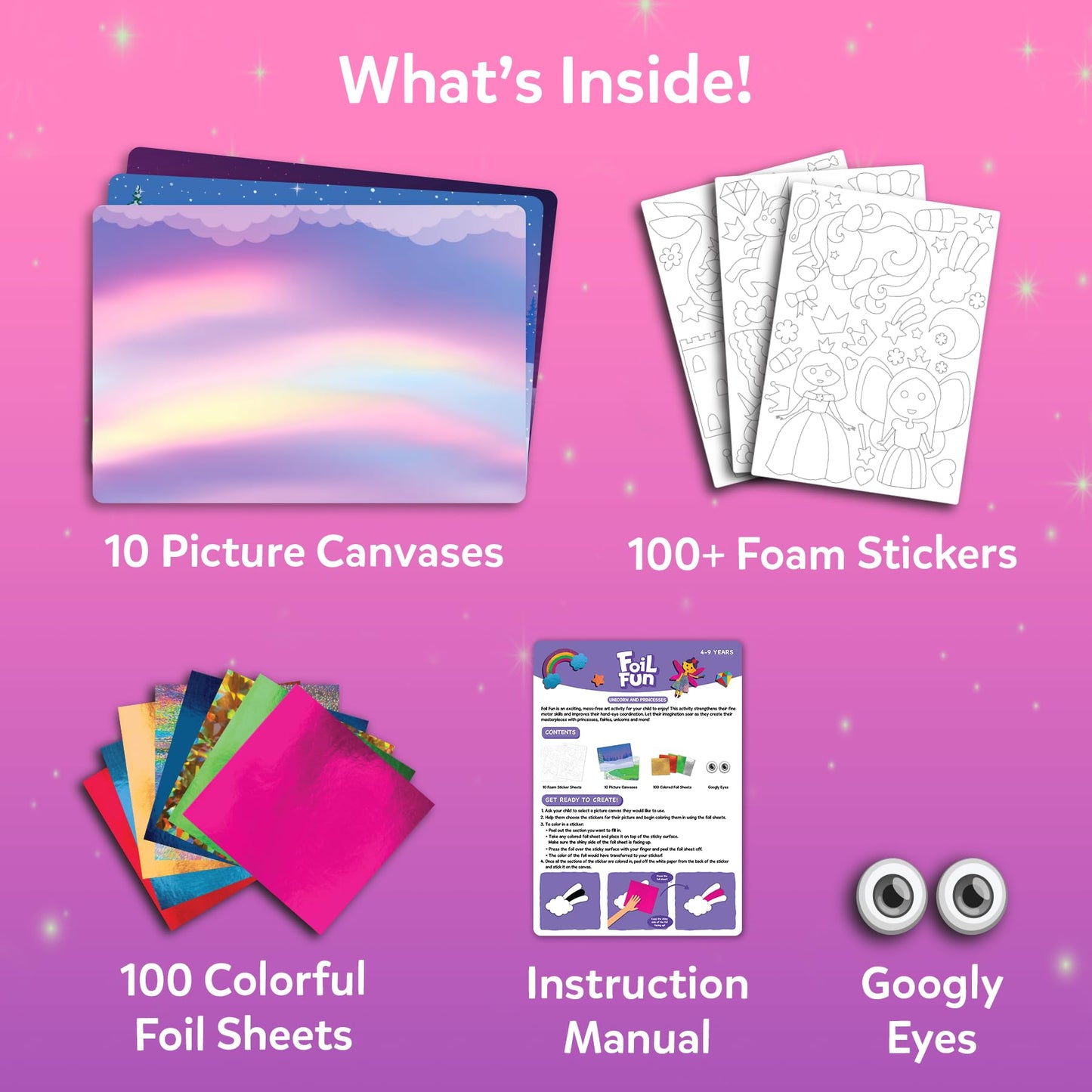 Skillmatics Foil Fun - Disney Princess, Mess-Free Art & Craft Kits for Kids, DIY Creative Activity, Travel Toys, Perfect Gifts for Fans of Moana, Cinderella, Ariel, Jasmine, Ages 4, 5, 6, 7, 8, 9