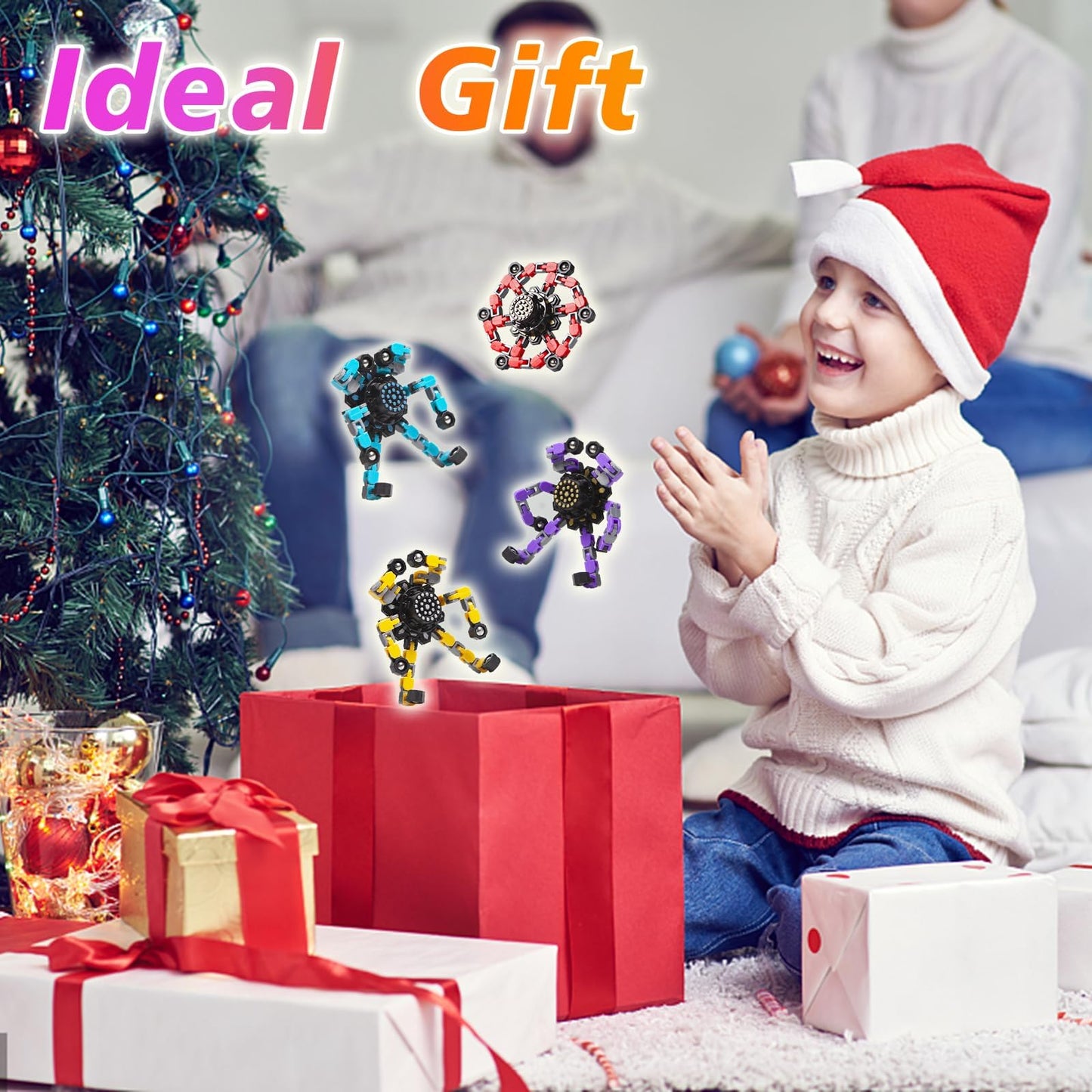 Gokeey Stocking Stuffers Gifts for Grandkids Transformable Fidget Spinners for Kids and Adults Stress Relief Sensory Fidget Toys for Boys Age 8-13 Teen Girls Kids Toys2 Pcs
