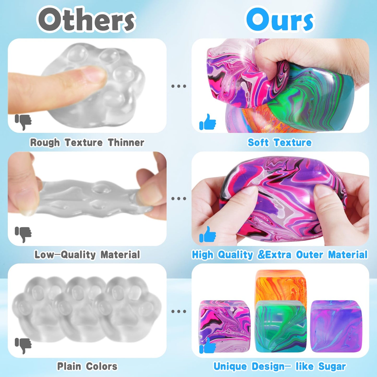 1 Pack Fidget Toys Squishy Stress Cube, Stress Balls for Kids Adults Squishies Stress Relief, Ice Squishy Cube Sugar Balls, Sensory Toys for Kids with Autism, Fidgets for Classroom Prize Toys (Pink)