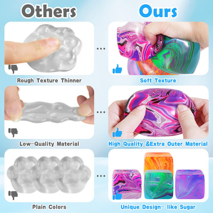 1 Pack Fidget Toys Squishy Stress Cube, Stress Balls for Kids Adults Squishies Stress Relief, Ice Squishy Cube Sugar Balls, Sensory Toys for Kids with Autism, Fidgets for Classroom Prize Toys (Pink)