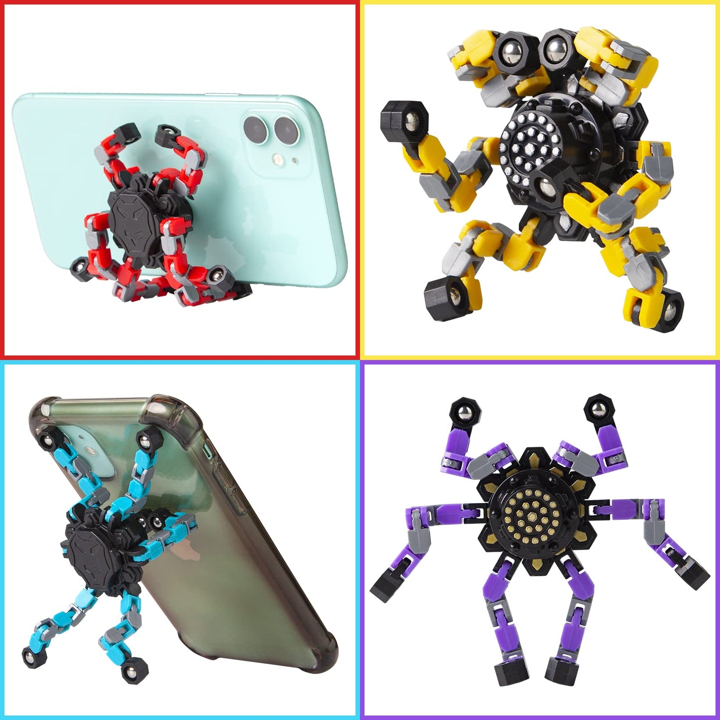 Gokeey Stocking Stuffers Gifts for Grandkids Transformable Fidget Spinners for Kids and Adults Stress Relief Sensory Fidget Toys for Boys Age 8-13 Teen Girls Kids Toys2 Pcs