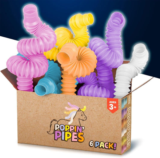 BUNMO Pop Tubes - Sensory Toys - Fidget Toys - Imaginative Play & Stimulating Creative Learning - Hours of Fun for Kids - Tons of Ways to Play - Non-Mouthable Toy 3+ - 4 Pack Large