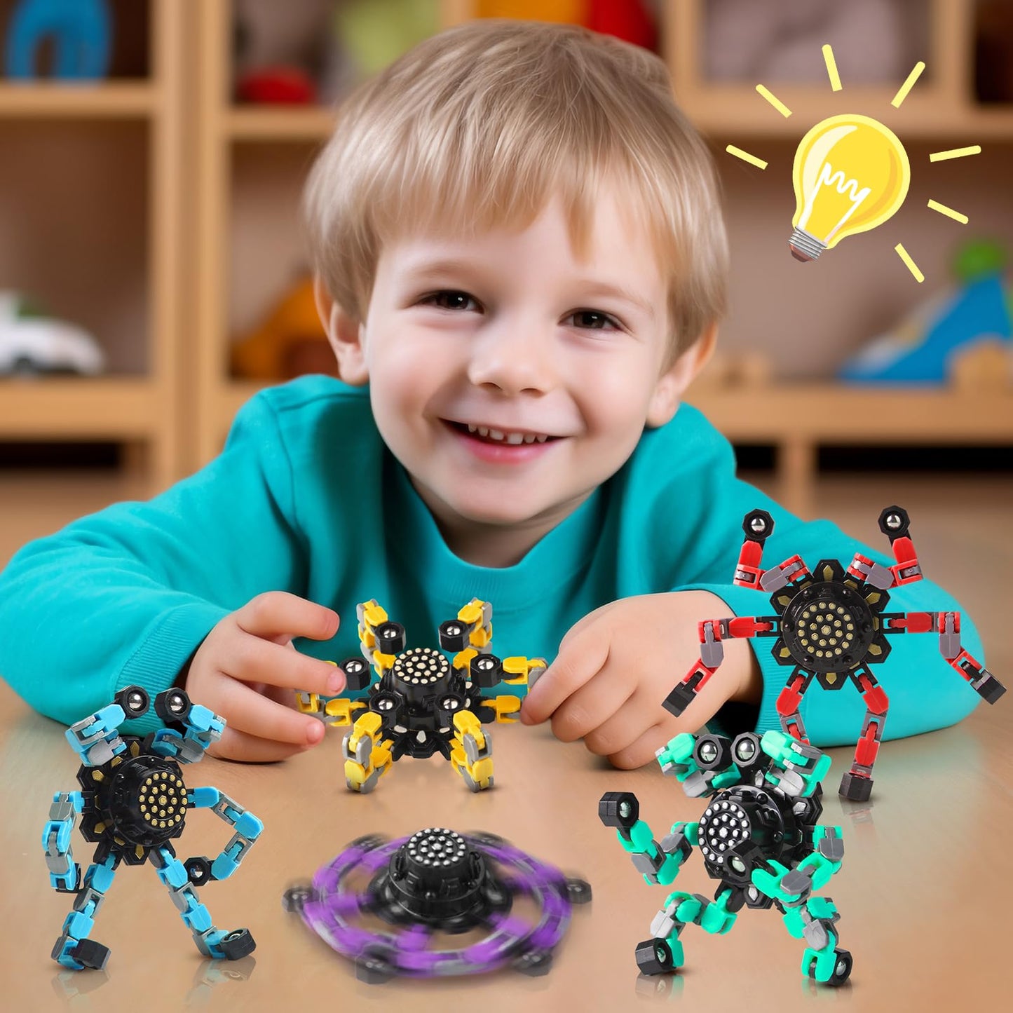 Gokeey Stocking Stuffers Gifts for Grandkids Transformable Fidget Spinners for Kids and Adults Stress Relief Sensory Fidget Toys for Boys Age 8-13 Teen Girls Kids Toys2 Pcs