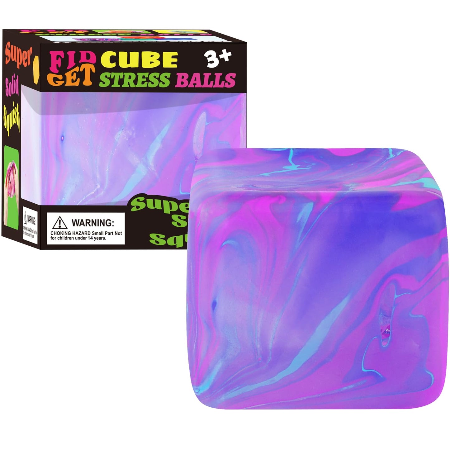 1 Pack Fidget Toys Squishy Stress Cube, Stress Balls for Kids Adults Squishies Stress Relief, Ice Squishy Cube Sugar Balls, Sensory Toys for Kids with Autism, Fidgets for Classroom Prize Toys (Pink)