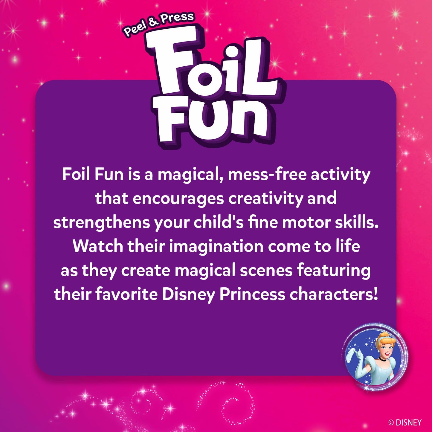 Skillmatics Foil Fun - Disney Princess, Mess-Free Art & Craft Kits for Kids, DIY Creative Activity, Travel Toys, Perfect Gifts for Fans of Moana, Cinderella, Ariel, Jasmine, Ages 4, 5, 6, 7, 8, 9