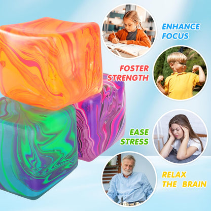 1 Pack Fidget Toys Squishy Stress Cube, Stress Balls for Kids Adults Squishies Stress Relief, Ice Squishy Cube Sugar Balls, Sensory Toys for Kids with Autism, Fidgets for Classroom Prize Toys (Pink)