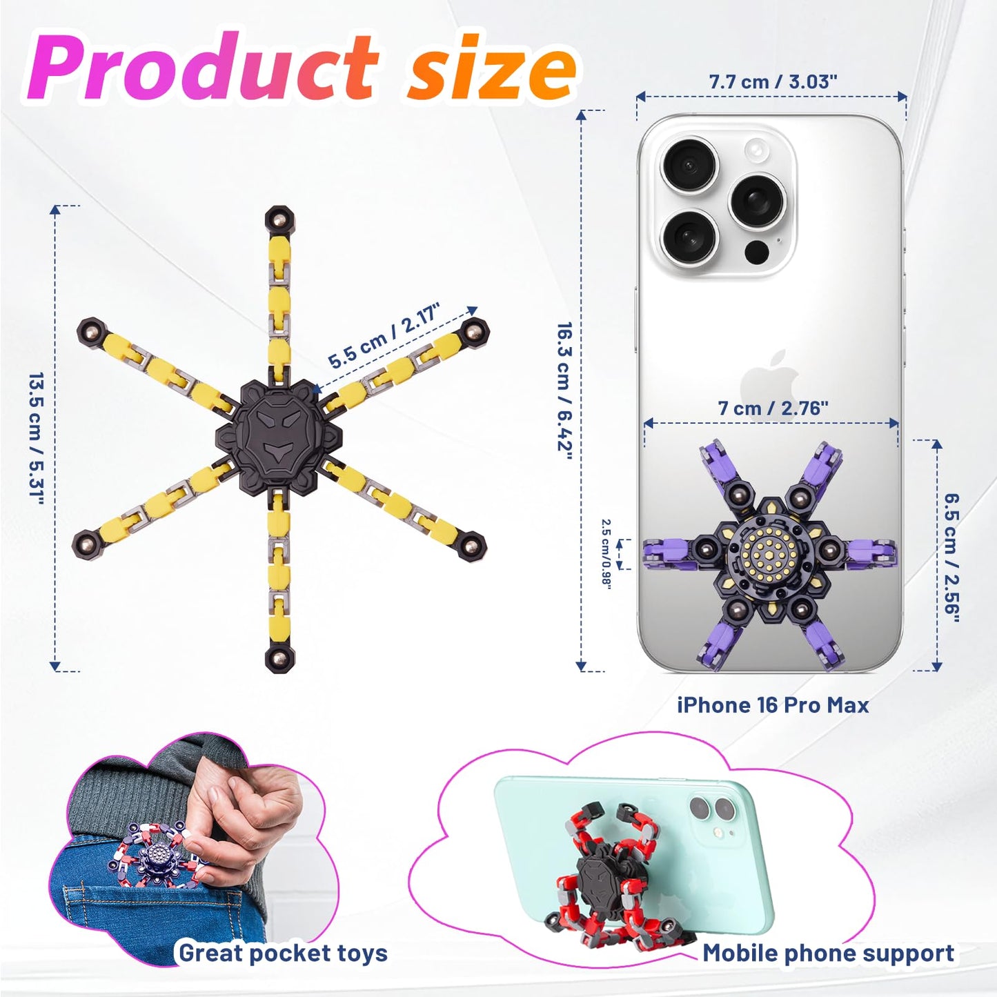 Gokeey Stocking Stuffers Gifts for Grandkids Transformable Fidget Spinners for Kids and Adults Stress Relief Sensory Fidget Toys for Boys Age 8-13 Teen Girls Kids Toys2 Pcs