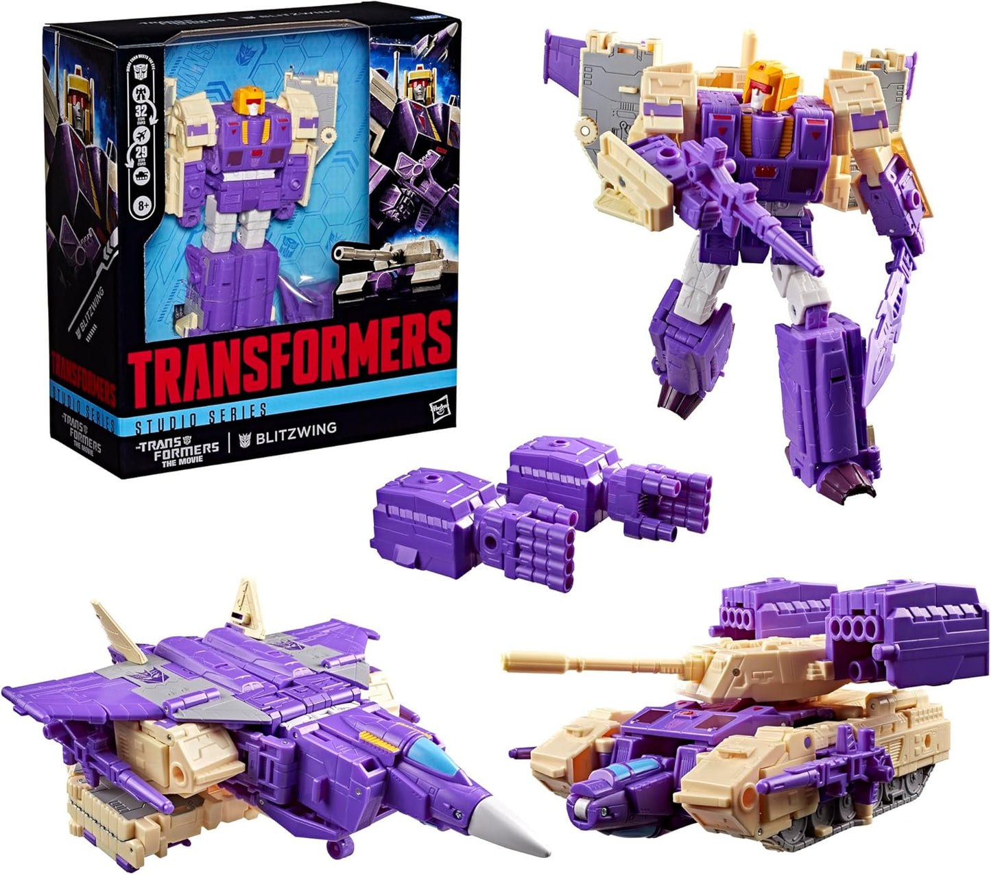 Transformers Studio Series The The Movie Blitzwing, Collectible 3-in-1 Converting 7-inch Leader Class Action Figure, 8+