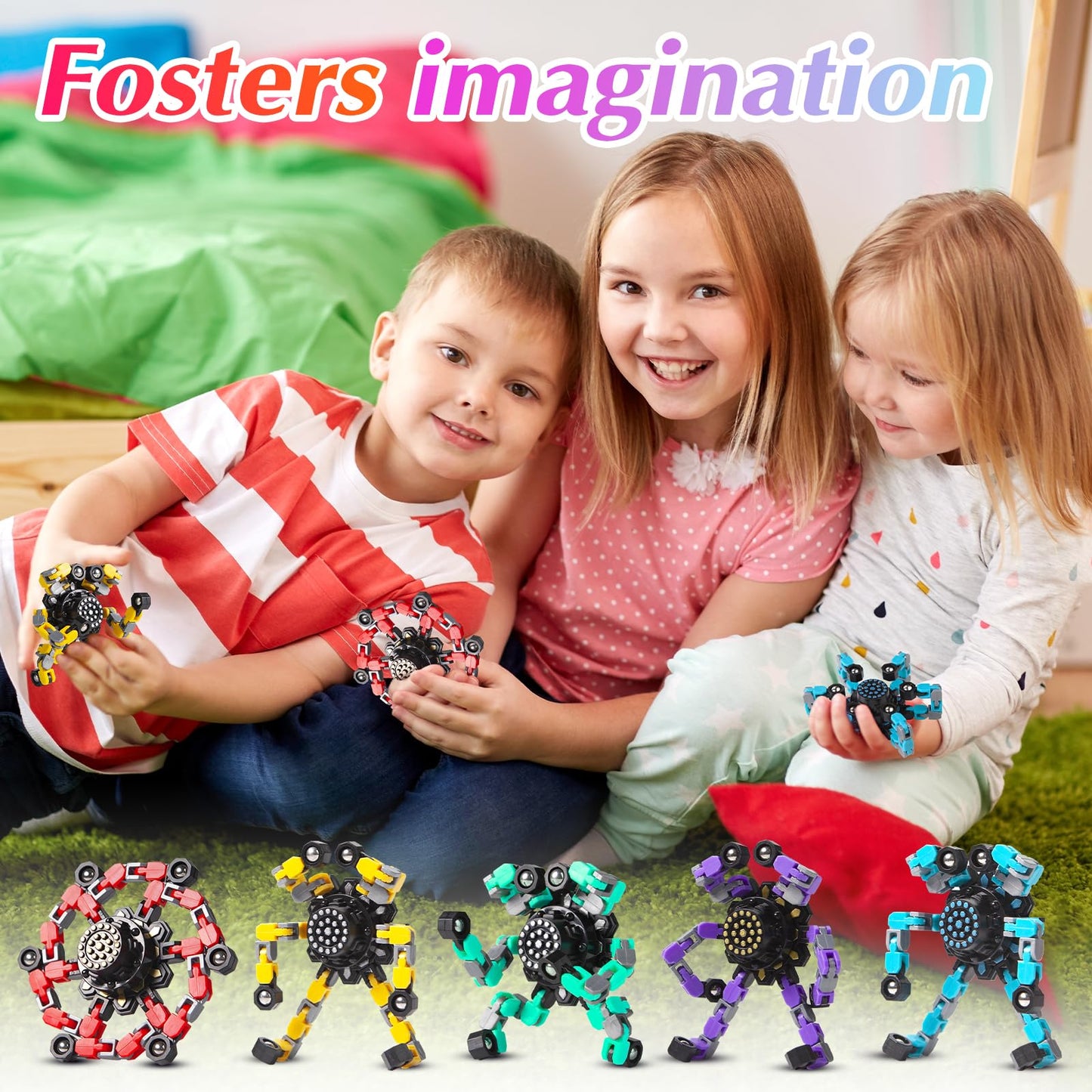 Gokeey Stocking Stuffers Gifts for Grandkids Transformable Fidget Spinners for Kids and Adults Stress Relief Sensory Fidget Toys for Boys Age 8-13 Teen Girls Kids Toys2 Pcs