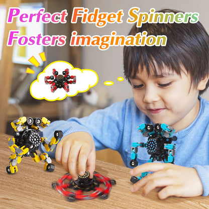 Gokeey Stocking Stuffers Gifts for Grandkids Transformable Fidget Spinners for Kids and Adults Stress Relief Sensory Fidget Toys for Boys Age 8-13 Teen Girls Kids Toys2 Pcs