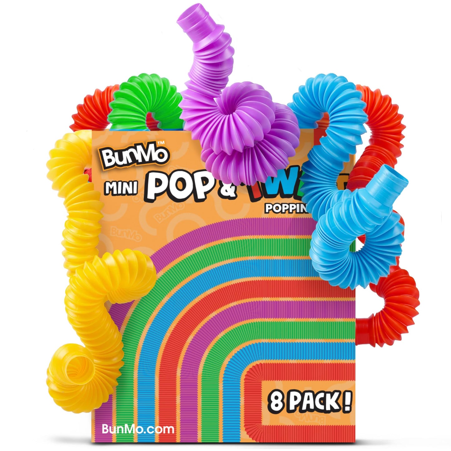 BUNMO Pop Tubes - Sensory Toys - Fidget Toys - Imaginative Play & Stimulating Creative Learning - Hours of Fun for Kids - Tons of Ways to Play - Non-Mouthable Toy 3+ - 4 Pack Large