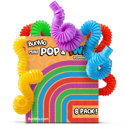 BUNMO Pop Tubes - Sensory Toys - Fidget Toys - Imaginative Play & Stimulating Creative Learning - Hours of Fun for Kids - Tons of Ways to Play - Non-Mouthable Toy 3+ - 4 Pack Large