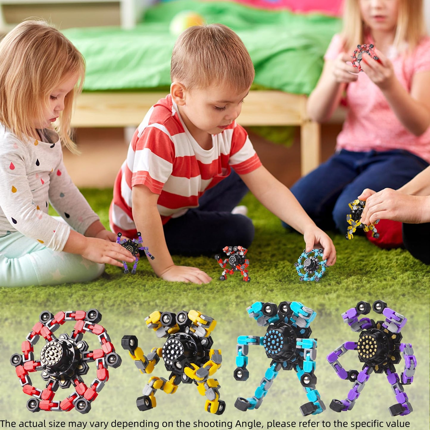 Gokeey Stocking Stuffers Gifts for Grandkids Transformable Fidget Spinners for Kids and Adults Stress Relief Sensory Fidget Toys for Boys Age 8-13 Teen Girls Kids Toys2 Pcs