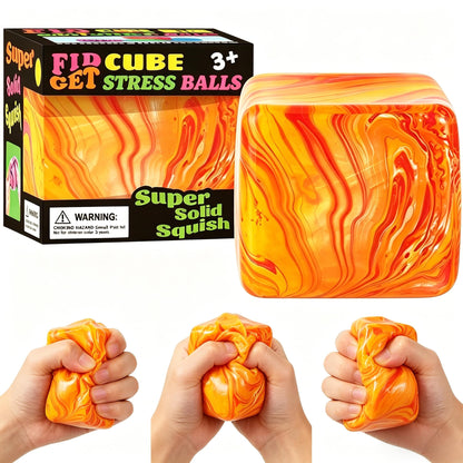 1 Pack Fidget Toys Squishy Stress Cube, Stress Balls for Kids Adults Squishies Stress Relief, Ice Squishy Cube Sugar Balls, Sensory Toys for Kids with Autism, Fidgets for Classroom Prize Toys (Pink)