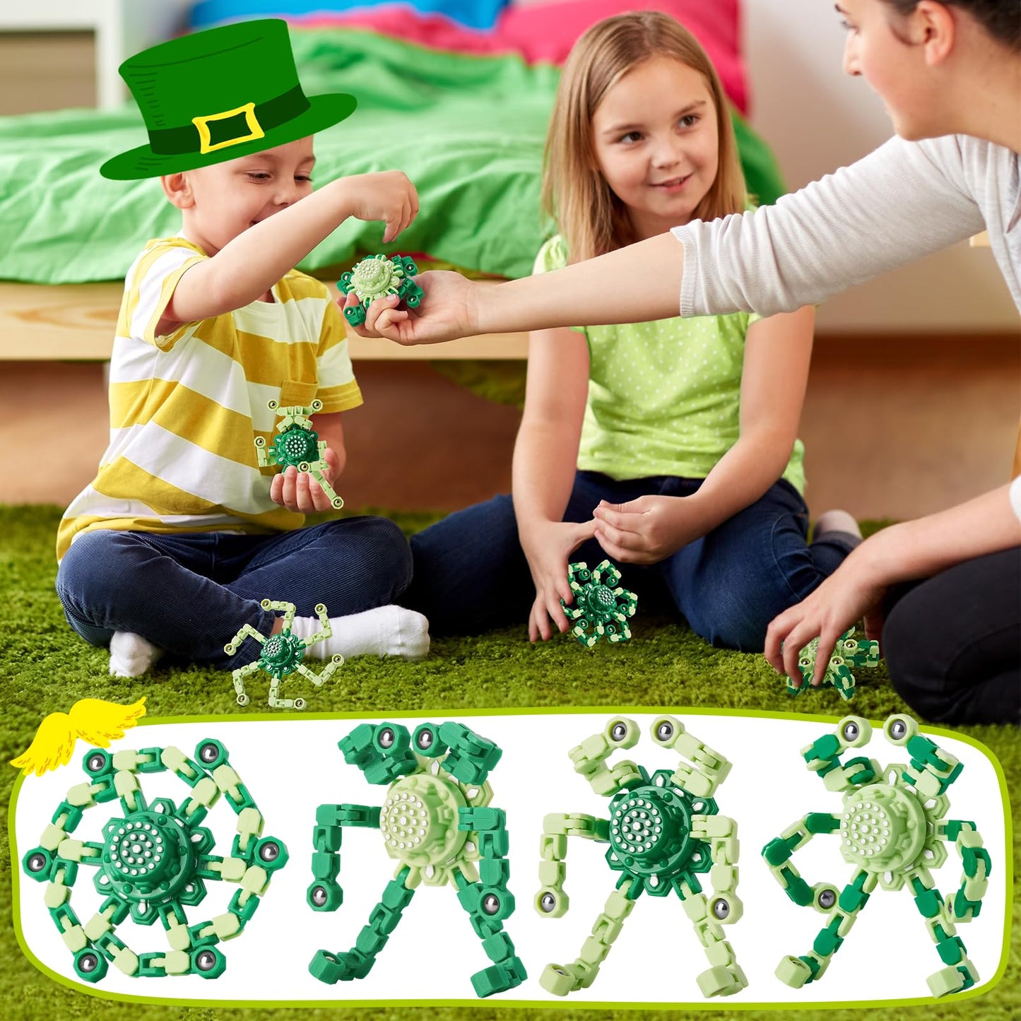 Gokeey Stocking Stuffers Gifts for Grandkids Transformable Fidget Spinners for Kids and Adults Stress Relief Sensory Fidget Toys for Boys Age 8-13 Teen Girls Kids Toys2 Pcs