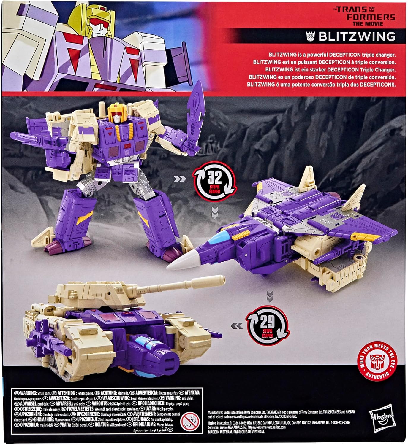 Transformers Studio Series The The Movie Blitzwing, Collectible 3-in-1 Converting 7-inch Leader Class Action Figure, 8+