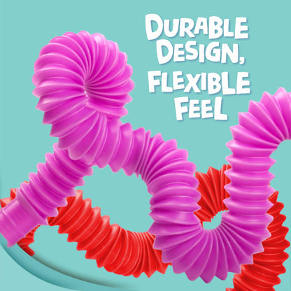 BUNMO Pop Tubes - Sensory Toys - Fidget Toys - Imaginative Play & Stimulating Creative Learning - Hours of Fun for Kids - Tons of Ways to Play - Non-Mouthable Toy 3+ - 4 Pack Large