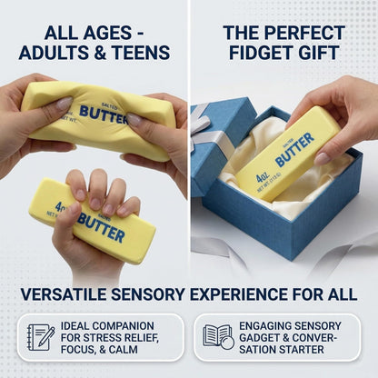 Slow Rising Butter Squishy, Realistic Butter Stick Stress Relief Ball for Adults and Teens, Cute Sensory Fidget Gadget, Soft Anxiety Relief with Wet Rebound, Squeeze & Squish Stress Reliever (Brown)