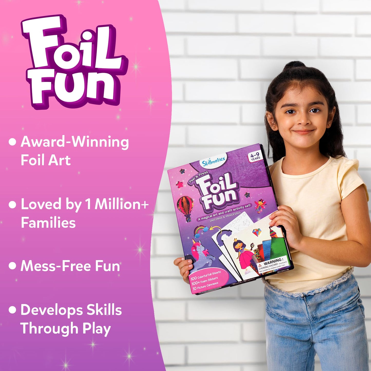 Skillmatics Foil Fun - Disney Princess, Mess-Free Art & Craft Kits for Kids, DIY Creative Activity, Travel Toys, Perfect Gifts for Fans of Moana, Cinderella, Ariel, Jasmine, Ages 4, 5, 6, 7, 8, 9