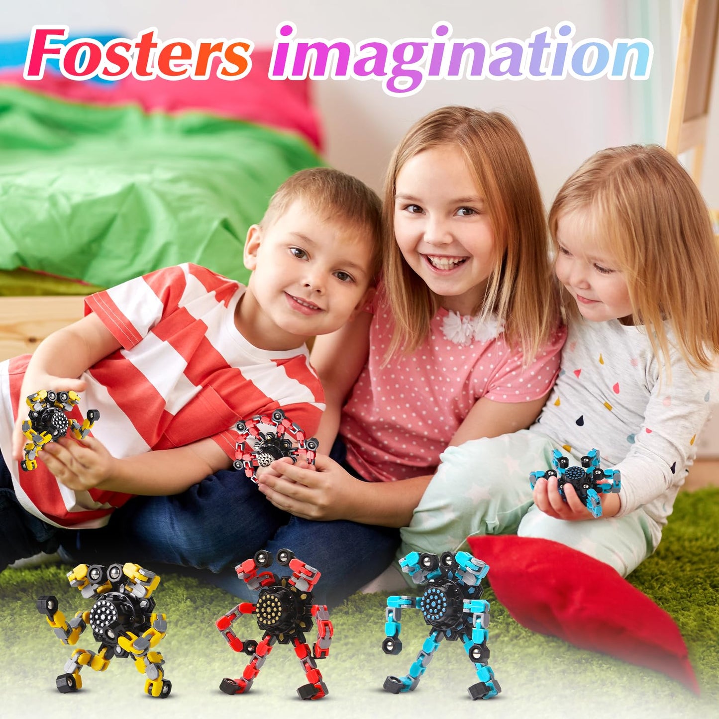 Gokeey Stocking Stuffers Gifts for Grandkids Transformable Fidget Spinners for Kids and Adults Stress Relief Sensory Fidget Toys for Boys Age 8-13 Teen Girls Kids Toys2 Pcs