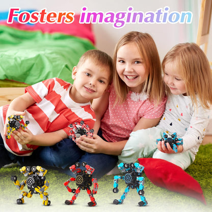 Gokeey Stocking Stuffers Gifts for Grandkids Transformable Fidget Spinners for Kids and Adults Stress Relief Sensory Fidget Toys for Boys Age 8-13 Teen Girls Kids Toys2 Pcs